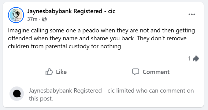The follow-up post, comments restricted: "getting offended when they name and shame you back."